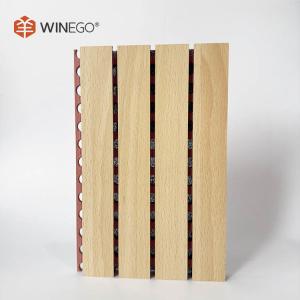 China Interior Soundproofing Grooved Acoustic Panels 2440mm With Red Fire Resistant MDF wholesale