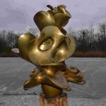 1M High Golden Casting Bronze Sculpture Sun Wheel Outdoor Bronze Statues