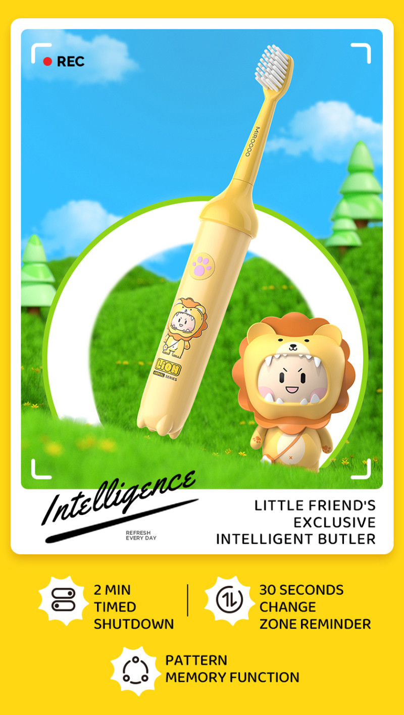 Sonic Electric Toothbrush Cartoon Smart Children Toothbrushes For 3-15 Year Old Kids
