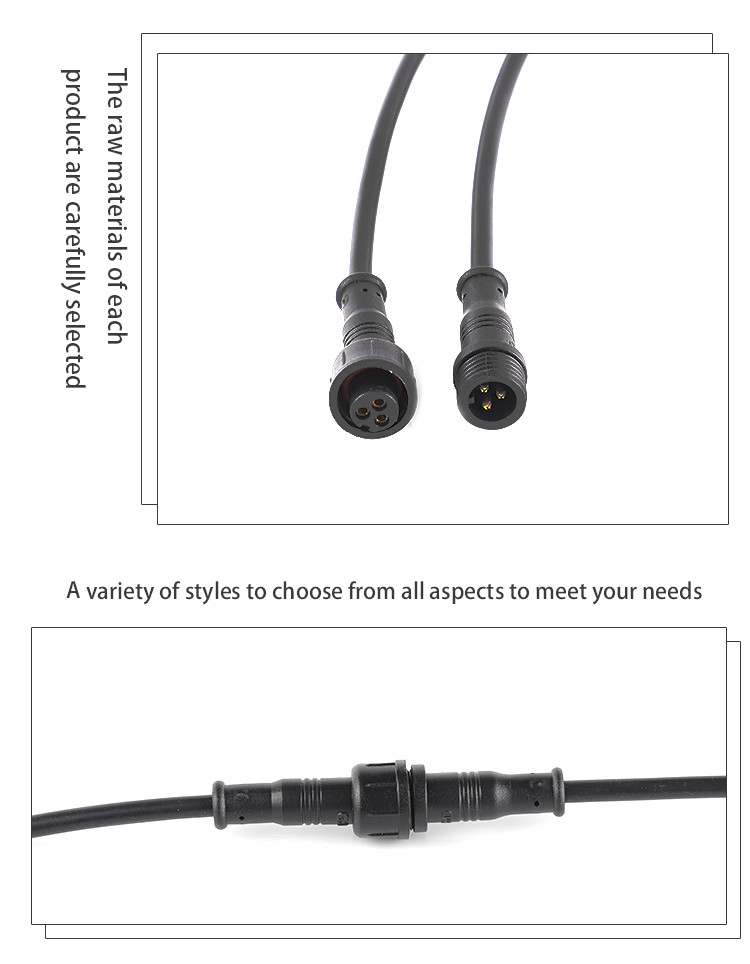M11 Waterproof Male And Female LED Light Connector PVC Integrated Injection Molded Plug Low Frequency Round