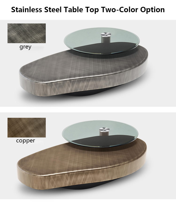 OEM Stainless Steel Contemporary Round Coffee Table With Metal Base