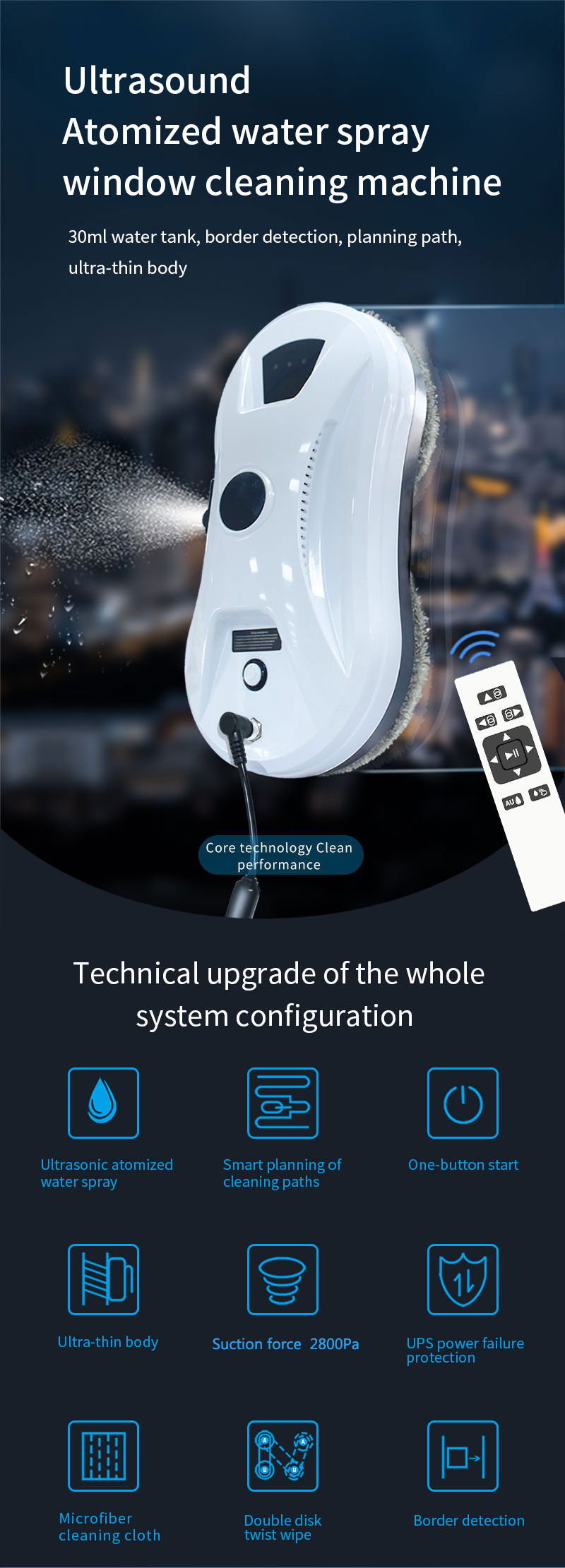 Robopower Window Cleaner High Rise Window Cleaning Robot with Infrared Remote Control