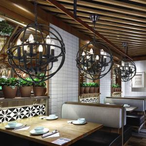 China Vintage Iron Chandelier Lighting Black Retro Lustre Industriel Orb chandelier(WH-CI-126) wholesale