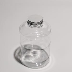 China Transparent Plastic PET Bottle Food Grade Pre Printed With Screw On Aluminum Cap wholesale