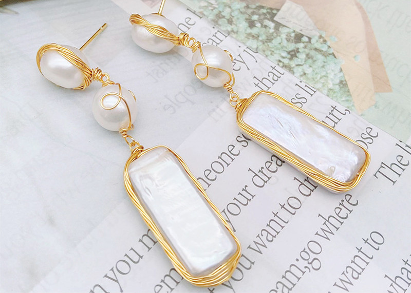 New Women Pearl Earrings Delicate Two-sided Baroque Pearl Earring for Women Shell Earring Girl Gifts Jewelry Wholesale