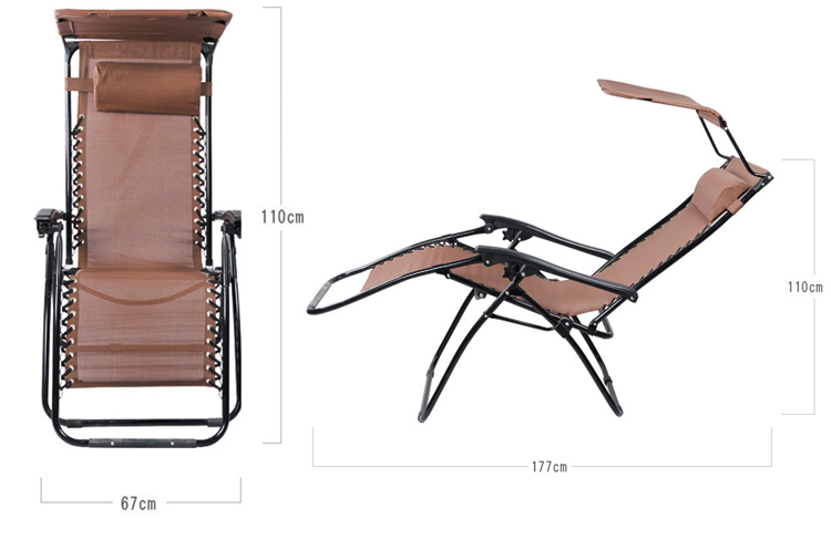 Custom Logo Traditional Design Style Chaise Folding Recliner Lounge Chair for Camping