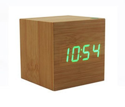 Promotional Electronic wooden led alarm clock wood logo customized