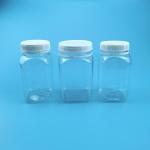 Amber Bottle Square Child Proof 400ml Plastic Candy Jars