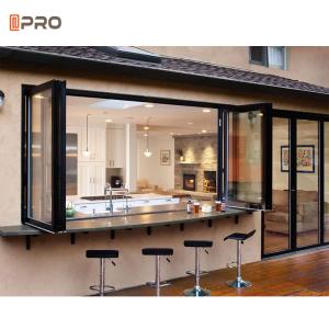 China Residential Aluminium Folding Windows Huge Glass Burglar Bars Horizontal Bi Fold Windows wholesale