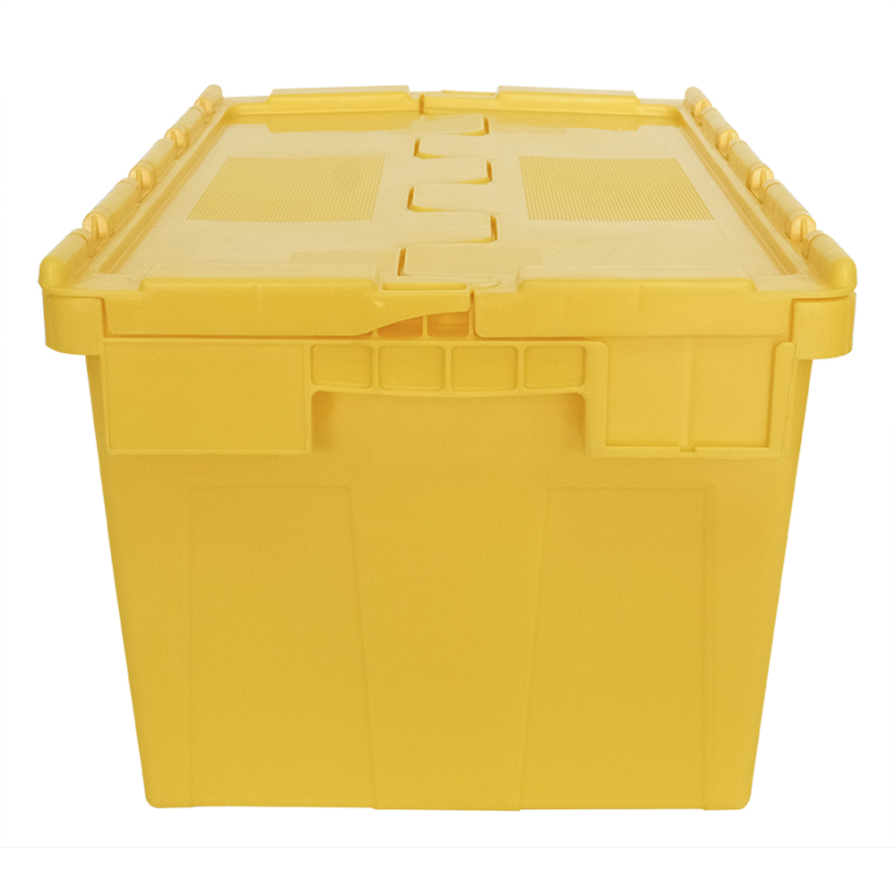 Acceptable OEM ODM Heavy Duty PP Logistics Storage Turnover Crate with Hinged Lid
