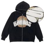 Custom Wholesale 100% Cotton Premium 3D Full Zip up Puff Print Hoodie