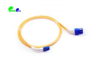 China Flexiable Angle Boot 2.0mm Duplex 9 / 125μm LC UPC - SC UPC Fiber Optic Patch Cable Jacket OFNR Yellow Color wholesale