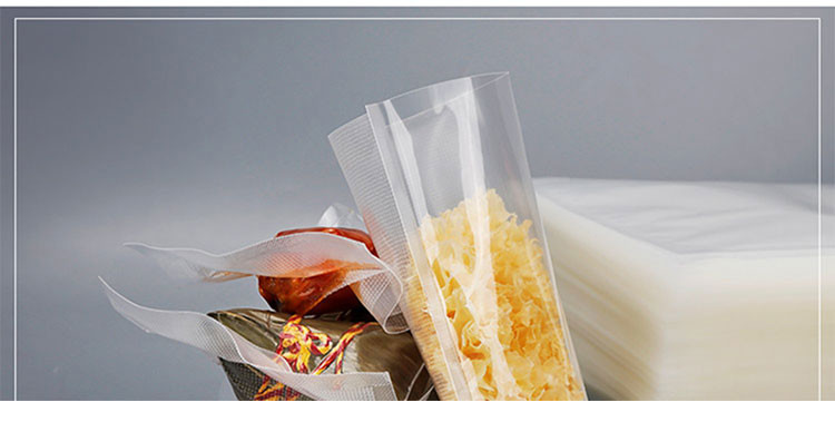 Storage Vacuum Plastic Bag For Food Three Sides Seal Transparent Nylon Lamination