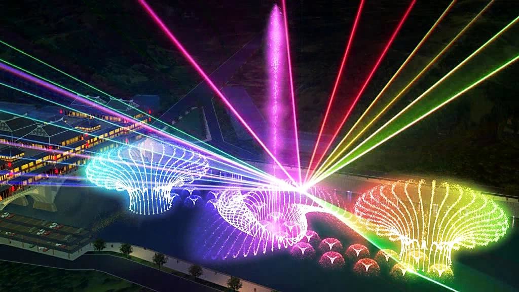 Self Designed Outdoor Laser Light Show With Music Dancing Water Fountain