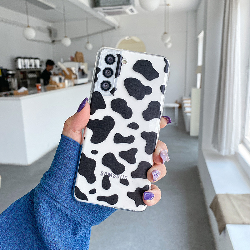 Soft Designer Cell Phone Cases Leopard Cow Print For Samsung S20 S21 A71 A51