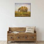 100% Handmade Family Elephant Love Oil Paintings on Canvas Cute Animal Wall Art