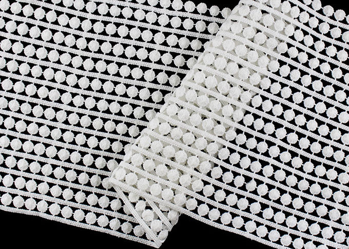 15.5 CM Width Flat Pom Cotton Lace Edging / Embroidered Guipure Lace Ribbon