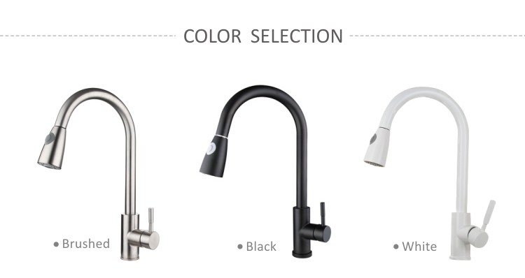 White Stainless Steel Kitchen Faucet Mixer Two Functions Retractable Kitchen Tap