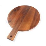 Large Round Acacia Wood Cutting Board with Handle Perfect for Kitchen Charcuteri