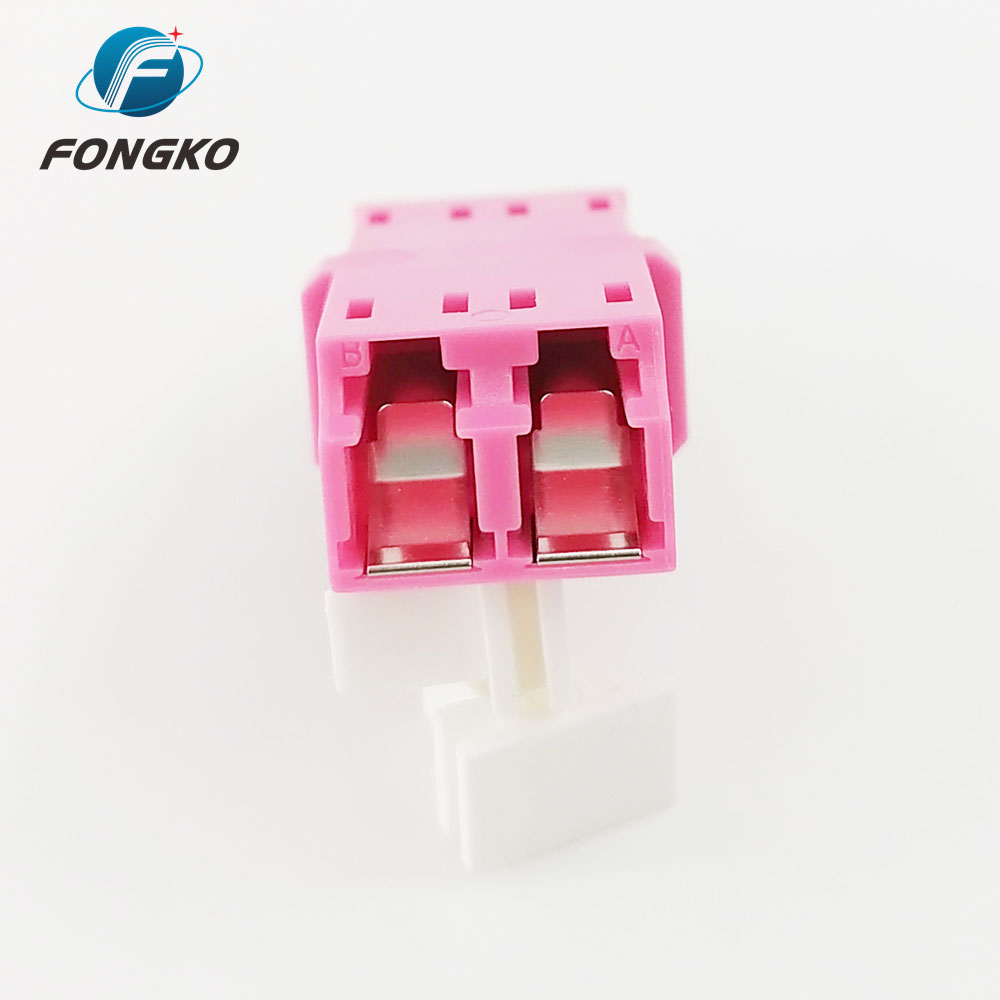Plastic Flangeless Optic Fiber Adapter LC / OM4 Duplex Metal Shutter
