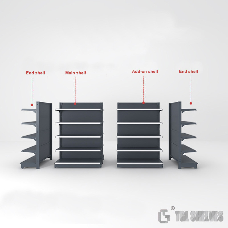 Cold Rolled Steel Supermarket Shelf Rack Gondola Morden economic Style