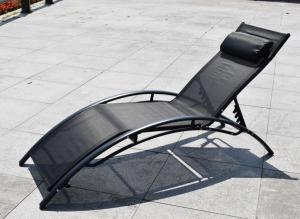 China Outdoor KD Curved Leg Textilene Lounger Aluminum Sun Bed With Pillow wholesale