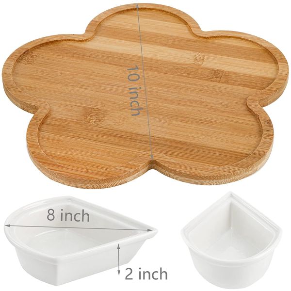 Circular Sector Shape Ceramic Divided Plate Tray For Appetizer Chips