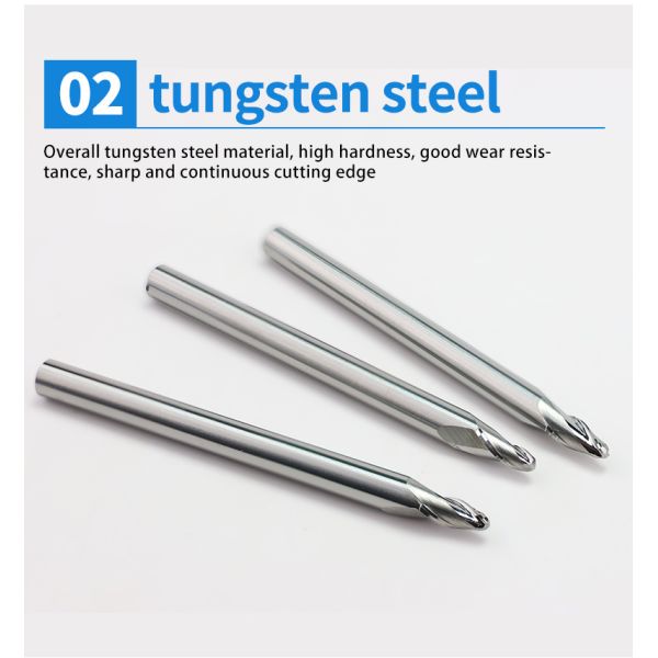 Yingba Hot Sale Alumminum Engraving Router Bits DLC Coating 2F Taper Ball Nose for Carving Aluminum Milling Cutter