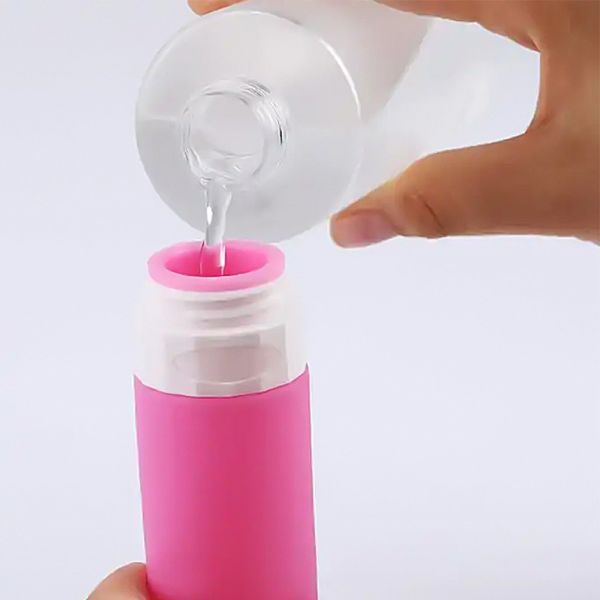 Reusable Silicone Travel Bottle Set Squeezable 58ml With Hanging Hole