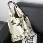EMBROIDERY BLACK BUTTERFLY CANVAS BAG LACE FAIRY LEISURE TRAVEL FEMALE BAG ART