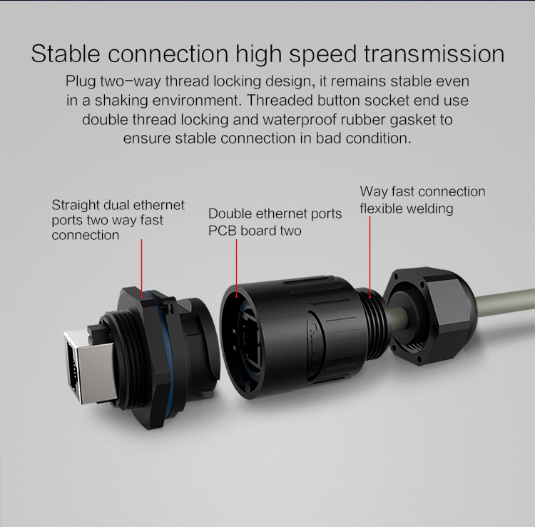 IP68 Rj45 Waterproof Ethernet Connector