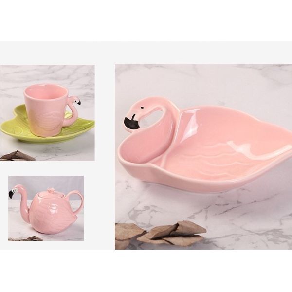 Quality Ceramic Tableware Animal 130CC Flamingo Tea Set for sale