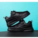 Children'S White Sneakers Skate Shoes 2024 Non-Slip Black Shoes Leather