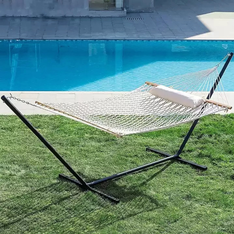Cozy Portable Folding Cotton Rope Mesh Hammock Bed for Outdoor Indoor Garden Camping