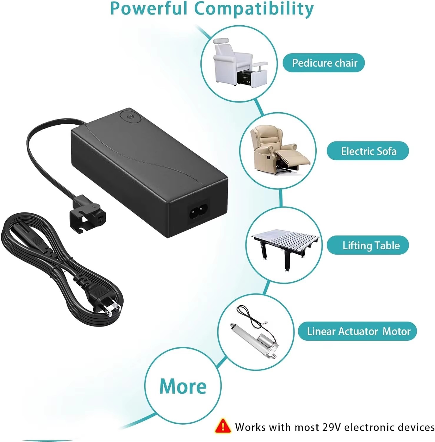 29V 2A Power Adapter Replacement For OKIN Limoss Pride Lazy Boy Kaidi Flexsteel Golden
