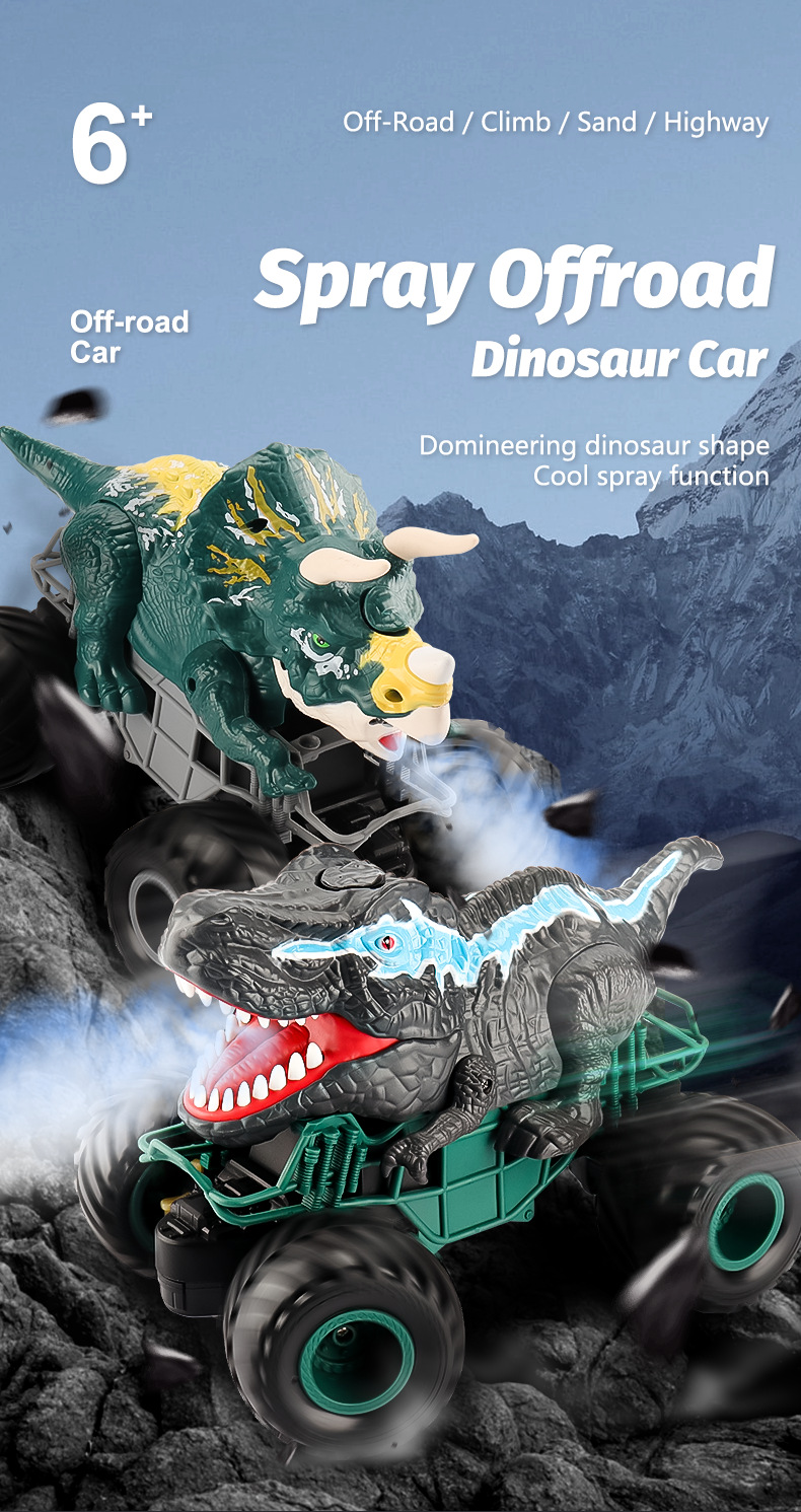 Spray Dinosaur 2.4G Remote Control Triangle Dragon King Dragon Climbing Bigfoot Vehicle