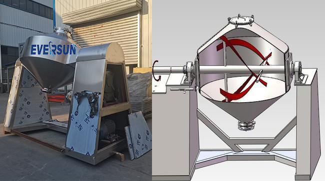 Powder Granule Mixing Double Cone Mixer With Cylinder Speed 8-20 RPM