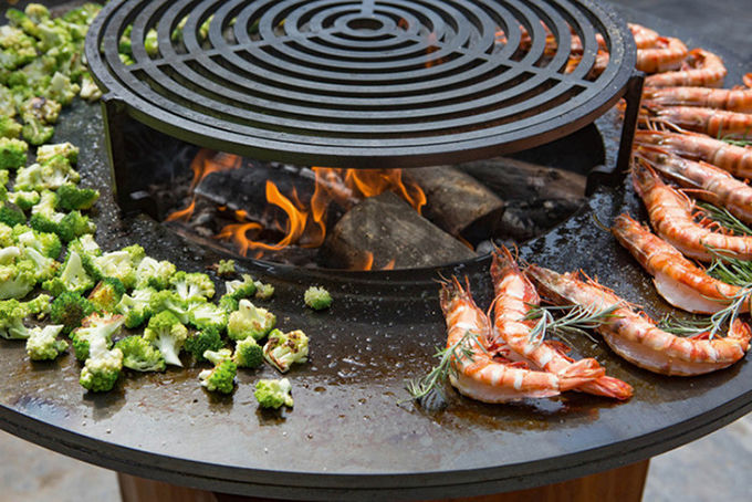 Wood Burning Barbecue Outdoor Cooking Corten Steel Fire Pit BBQ Grill