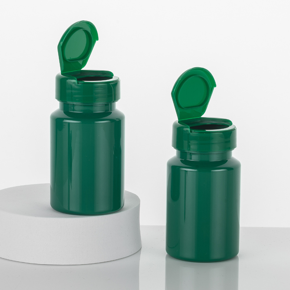 Nutritional Supplement PET PCR Bottle with Screw Lid Cap Ideal for Pill Vitamin Tablet Powder Capsule in Red Green Color