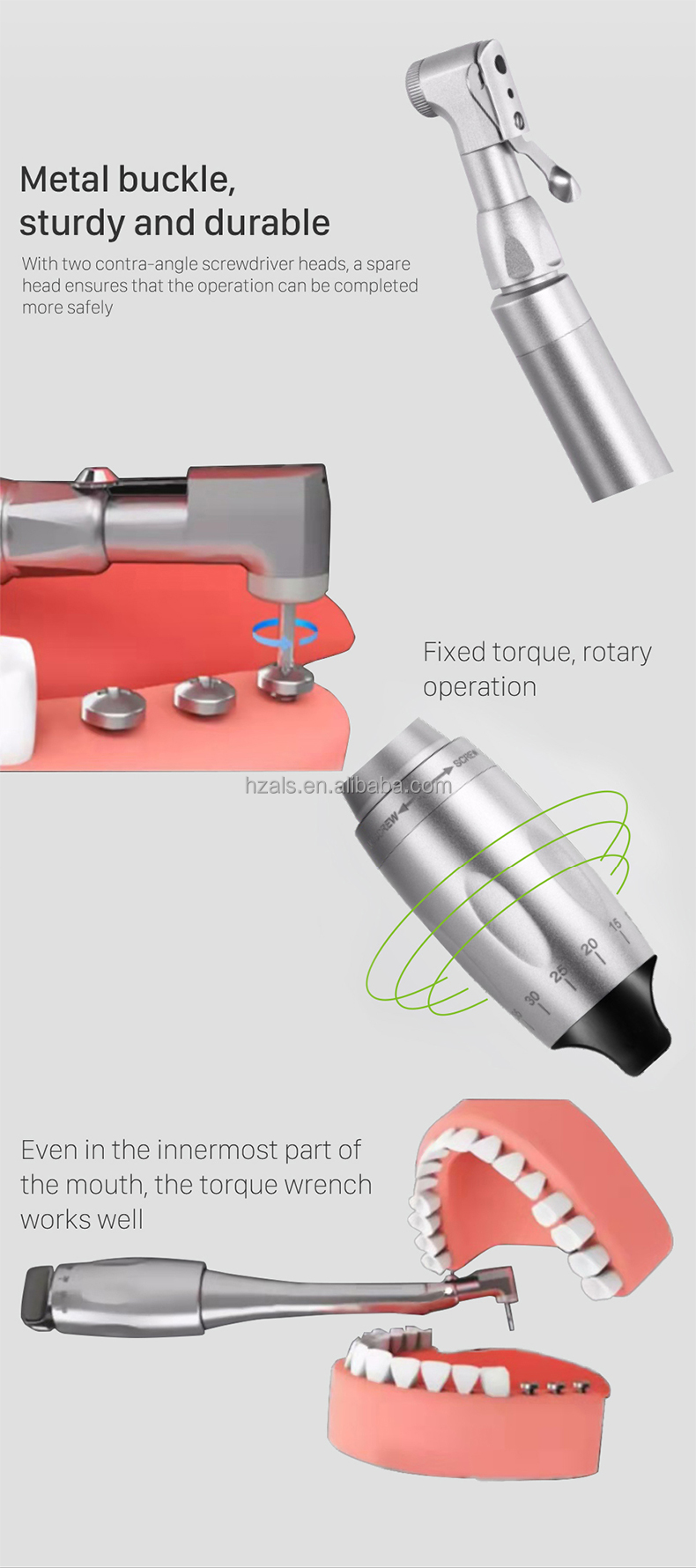 35000rpm Dental Endo Rotary Handpiece Air Turbine Implantation Torque Wrench