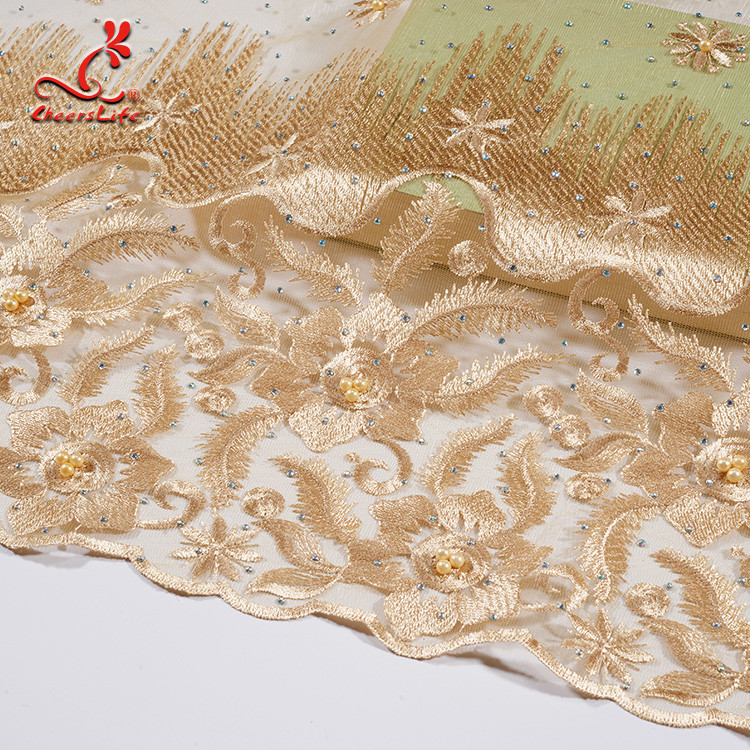 Multi Color Tulle Mesh Embroidered Beaded Lace Fabric Light And Transparent Texture