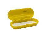 Yellow Cylinder Plastic Glasses Case Embossed Logo Effect