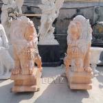 White Marble Roaring Lion Statues Western Style Entrance Animal Sculpture