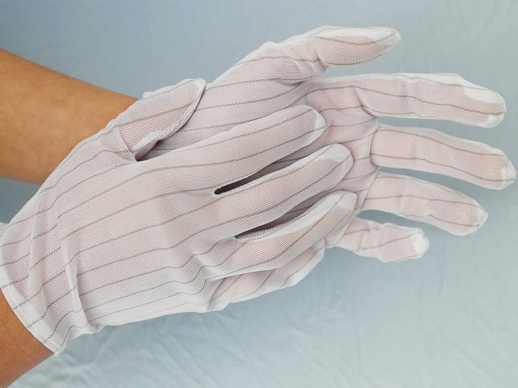 High Dexterity 10e10 Ohm Polyester Cleanroom ESD Hand Gloves