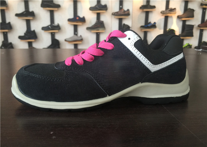Logo Stitched Ladies Safety Shoes Foam Counter With Bright Color Lace