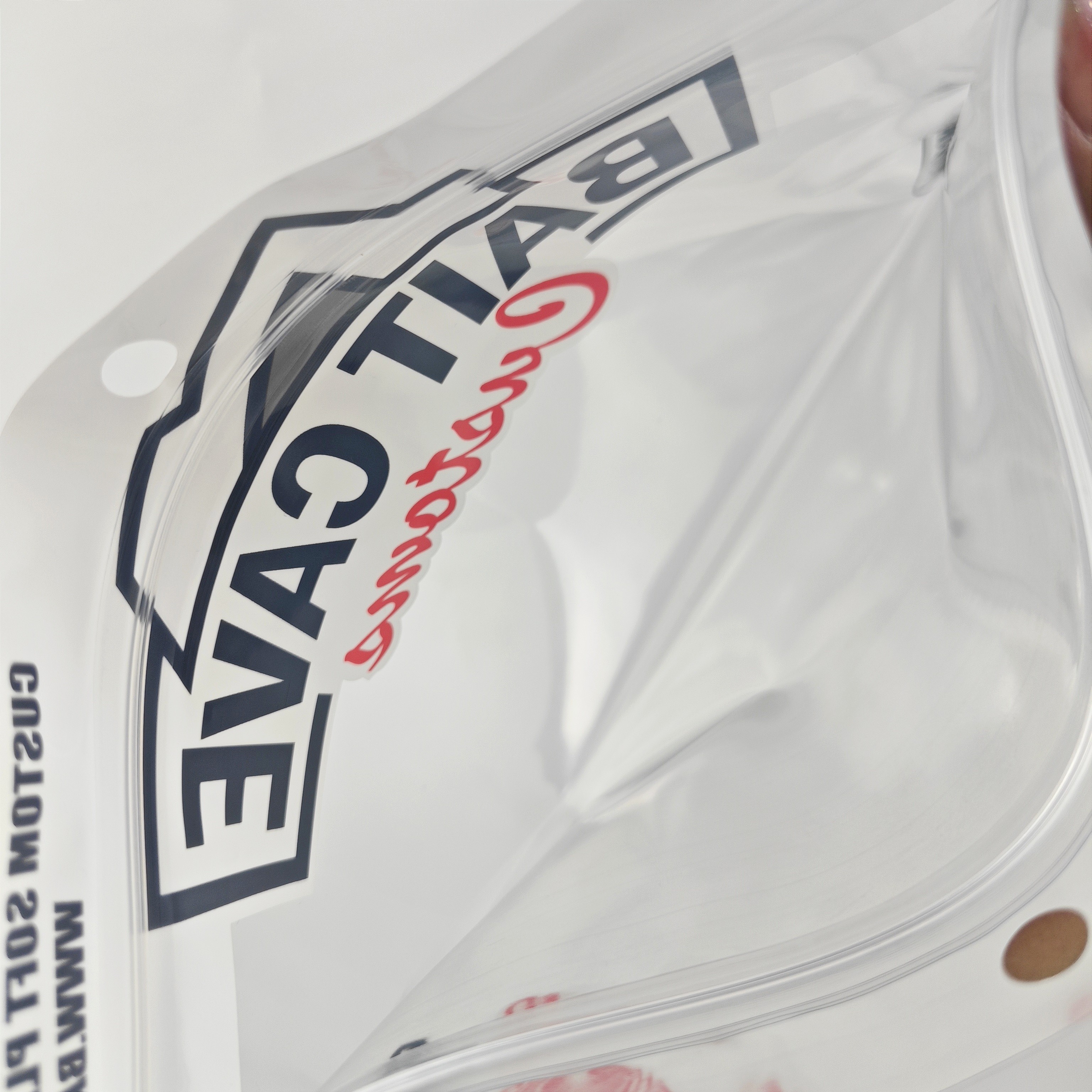 Custom printed resealable front clear back foil pouch smell proof fish bait packaging ziper bag with euro hole