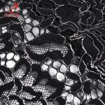 High quality black nylon lace fabric for long dress