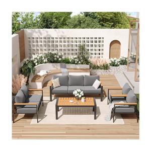 China Modern 7 Seater Metal Garden Furniture Set for Outdoor Sectional Sofa and Patio Furniture wholesale
