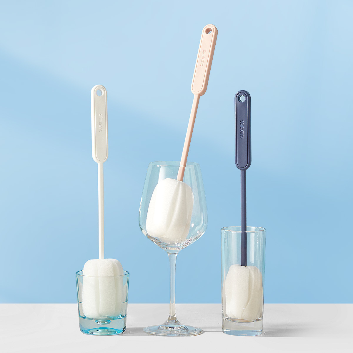 Modern Plastic Long Handle Feeding Bottle Cleaning Brush Light Weight