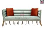 Stainless Steel Base Fabric Restaurant Bench Seating 210cm Length Arrowed Shaped